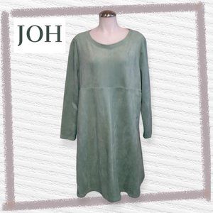 SALE! JOH Anthropologie Aurora Round Neck Tunic Dress XL Faux Suede Long Sleeves